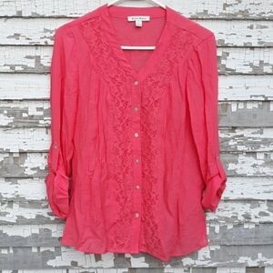 🌟 Studio works lace detail button blouse